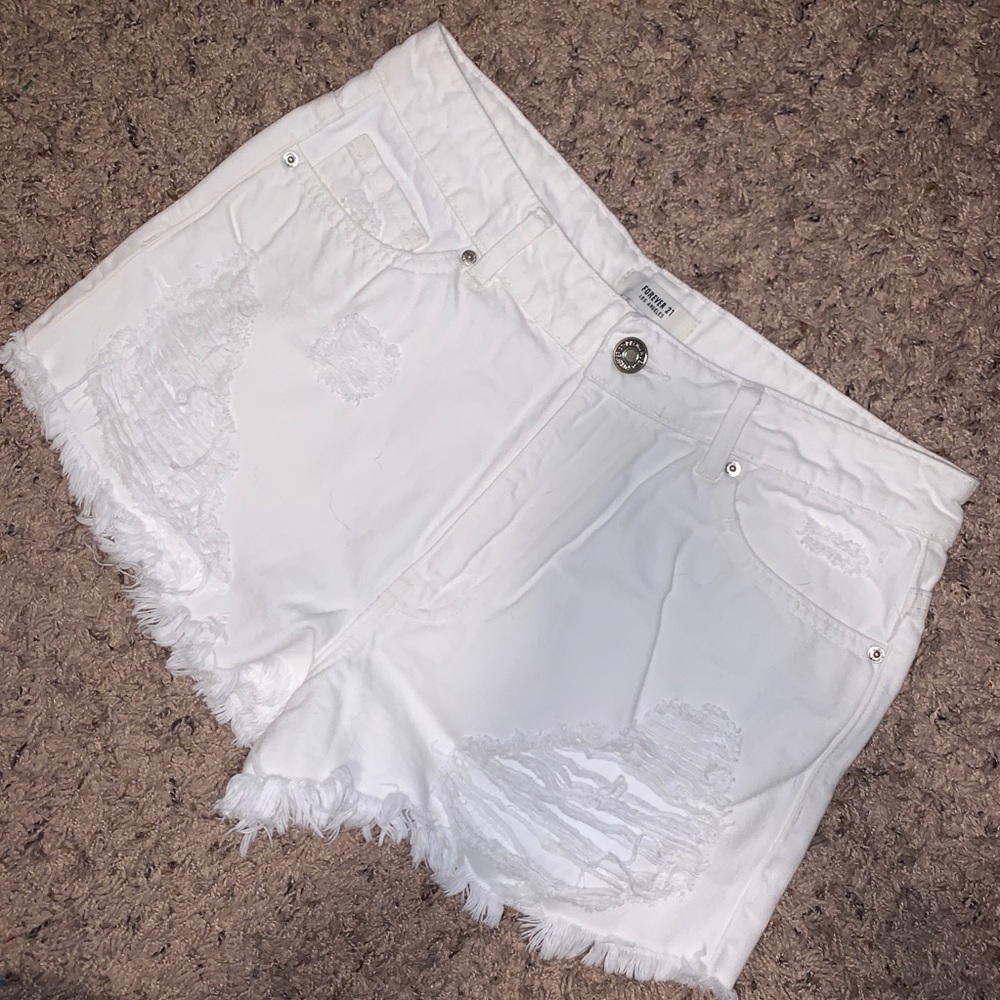 High Waisted Ripped Denim Shorts